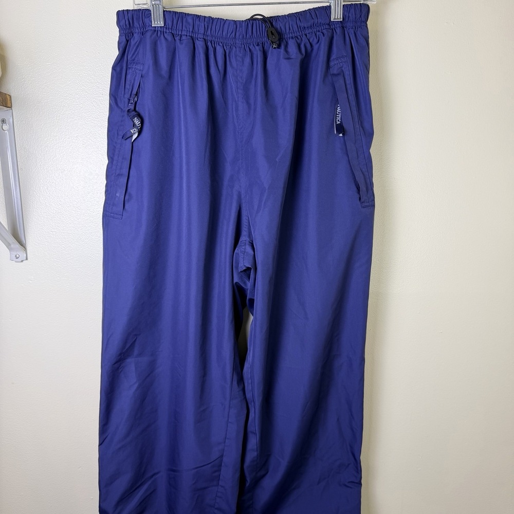 Nautica Competition Mens Med Pants Track Windbreaker Leg Zip Vintage 1990s Blue